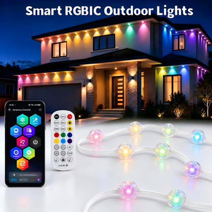 Smart RGBIC permanent outdoor lights with phone app and remote